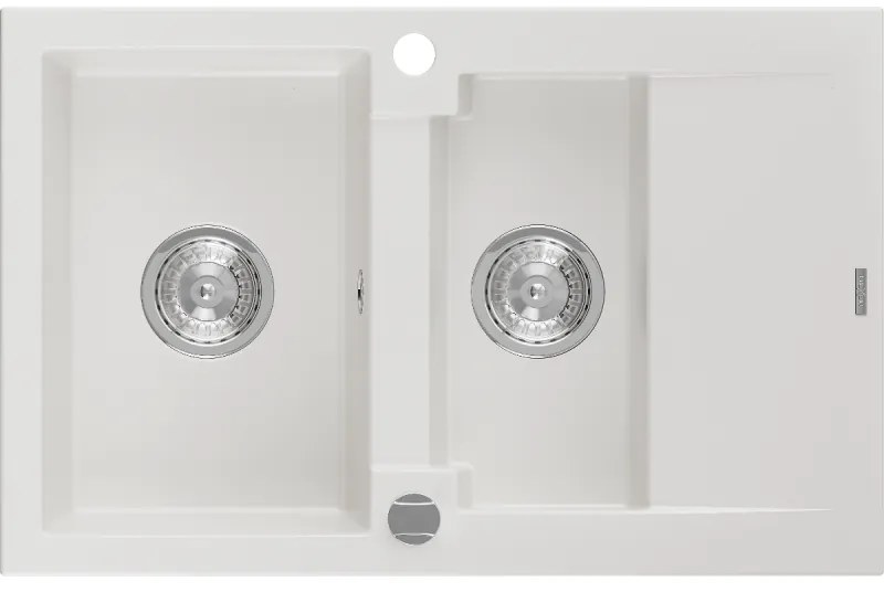 Mexen Gaspar - drez granitový 73,7x47,5cm, 1,5-komorový, biela, 6507731505-20