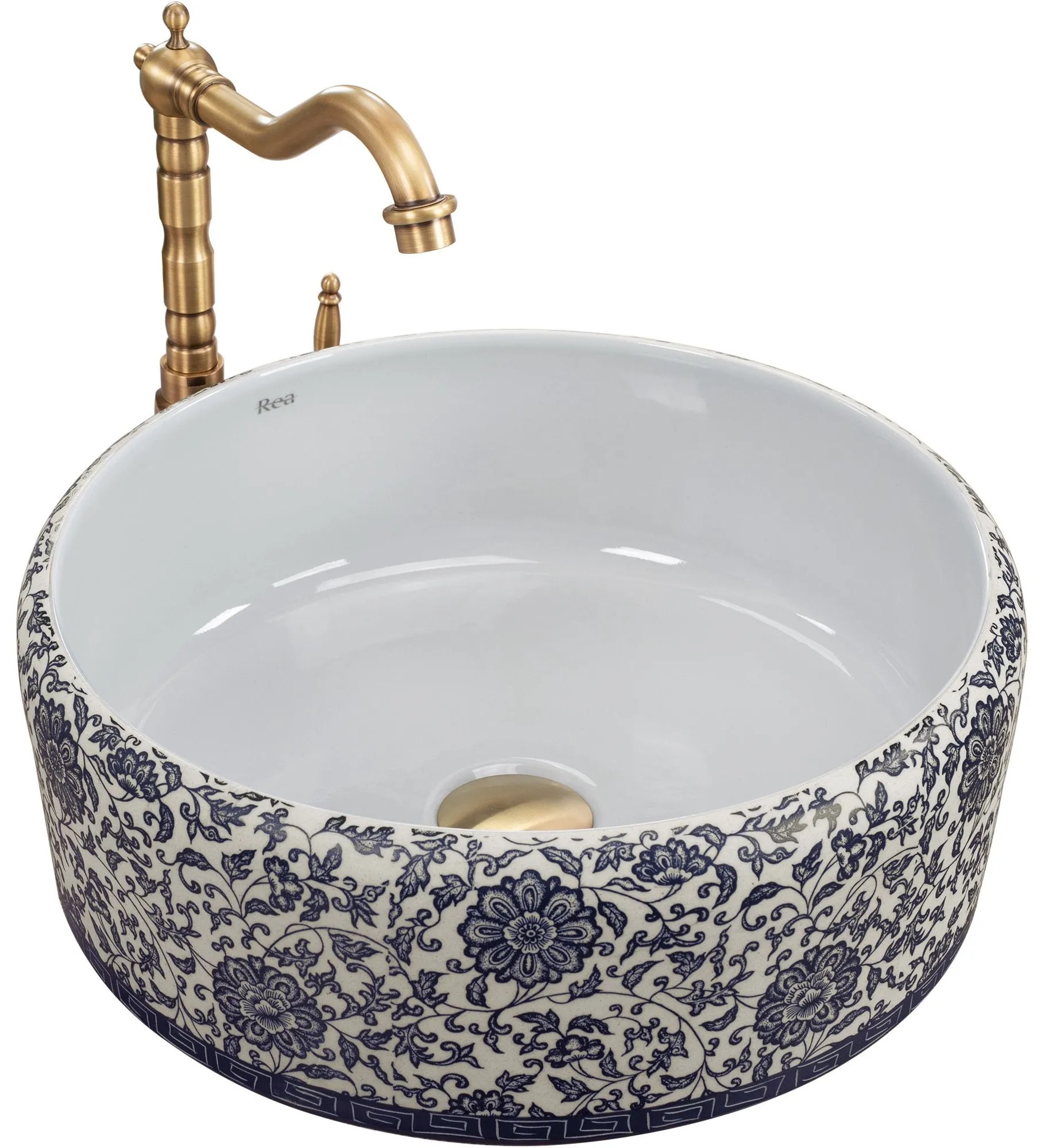 Rea Florisa, umývadlo na dosku 400x400x150 mm, béžová so vzorom, REA-U3308