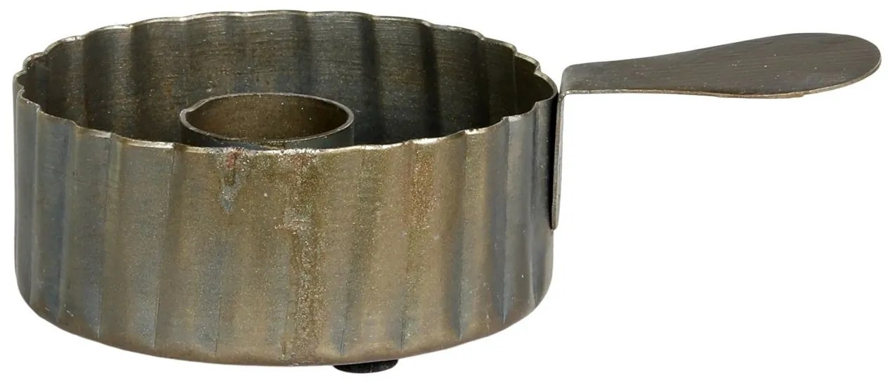 Mosadzný antik kovový svietnik na úzku sviečku s rukoväťou Nostalgic - 11*7*3 cm