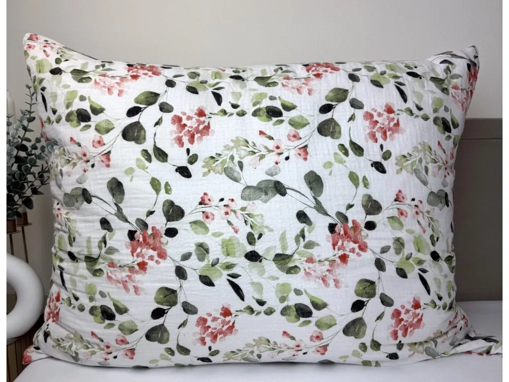 INTERMEDIC SK Mušelínová obliečka na vankúš Kvety 45x65 cm – 100 % bavlna