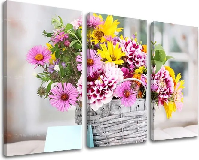Obraz na stenu 3 dielny KVETY KV030E30 - 90x60 cm