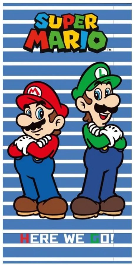 Plážová osuška Super Mario &amp; Luigi - motív Here We Go! - 100% bavlna - 70 x 140 cm