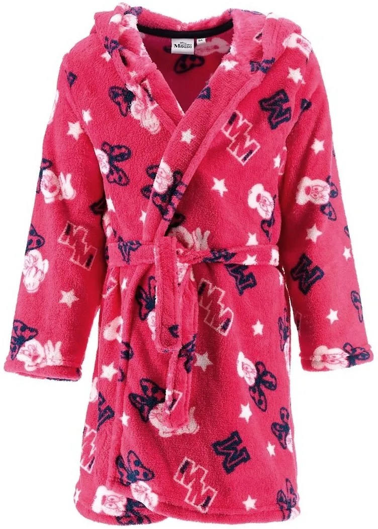 Detský / dievčenský coral fleece župan s kapucňou Minnie Mouse - Disney, EU 98 Ružová