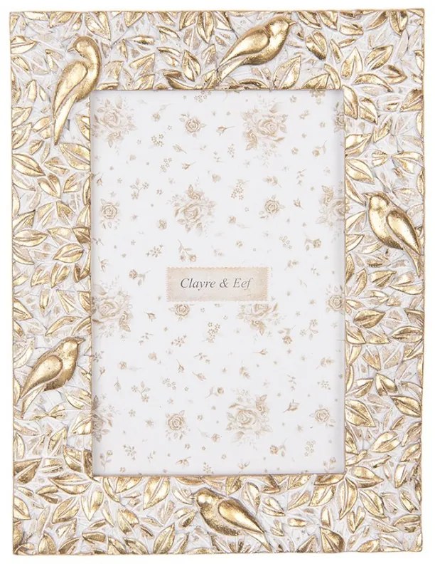 Béžovo-zlatý fotorámik s vtáčikmi Birdie - 15*2*20 cm / 10*15 cm