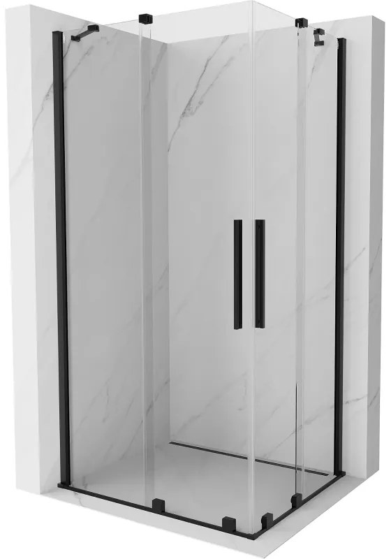Mexen Velar Duo, sprchový kút s posuvnými dverami 100(dvere) x 90(dvere) cm, 8mm číre sklo, čierny matný profil, 871-100-090-02-70