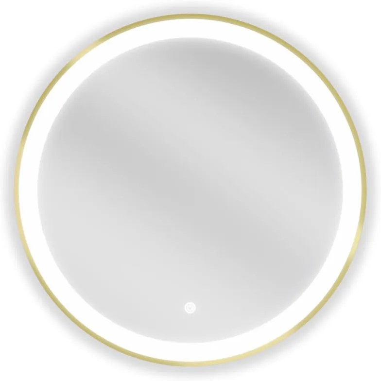 Mexen Esso, okrúhle LED podsvietené kúpeľňové zrkadlo 60 cm, 6000K, vykurovacia podložka proti zahmlievaniu, zlatý rám, 9825-060-060-611-50