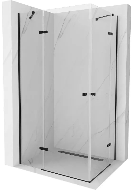 Mexen Roma Duo, sprchový kút 100 (dvere) x 90 (dvere) cm, 6mm číre sklo, čierny profil, 854-100-090-70-00-02