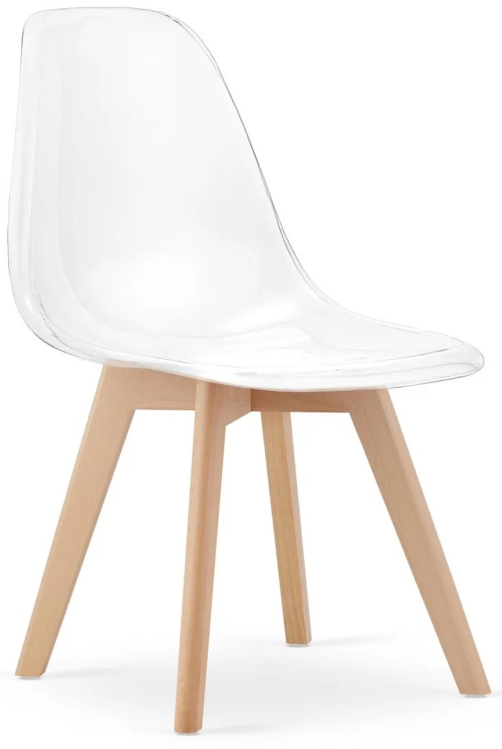 Transparentná stolička KITO s bukovými nohami