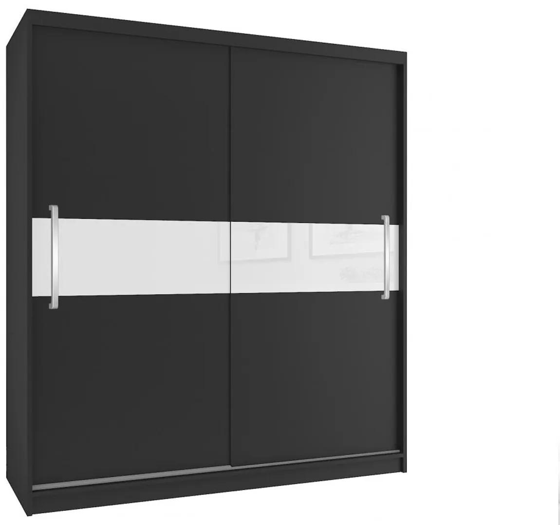 Šatníková skriňa 133 cm Belini čierny mat s posuvnými dverami SI SZP2/2/B/B/W/UU