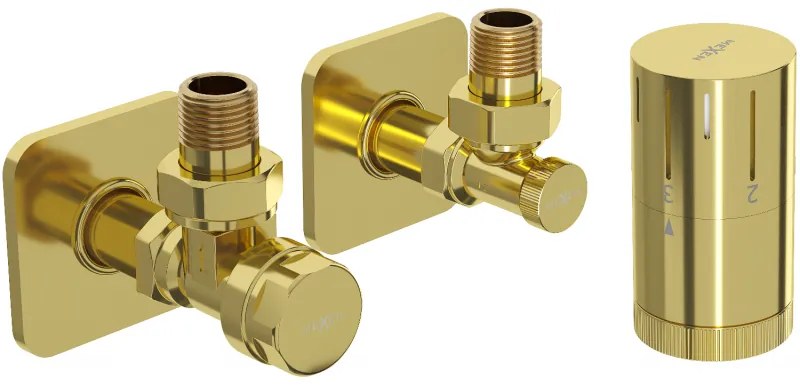 Mexen G05, uhlová termostatická súprava s hranatou krytkou, zlatá lesklá, W901-958-909-50