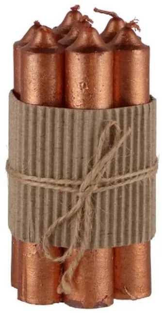 Set 7ks medená úzka krátka sviečka Short dinner - Ø 2*12cm / 5h