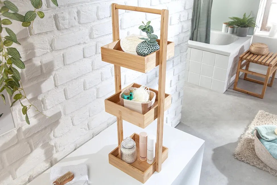Kúpeľňový regál na kozmetiku Kandy bambus 75cm