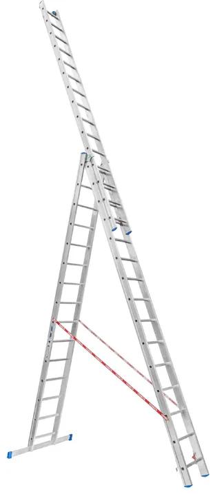 Hliníkový trojdielny výsuvný rebrík VENBOS PROFI, 3x15 priečok, 9,79 m