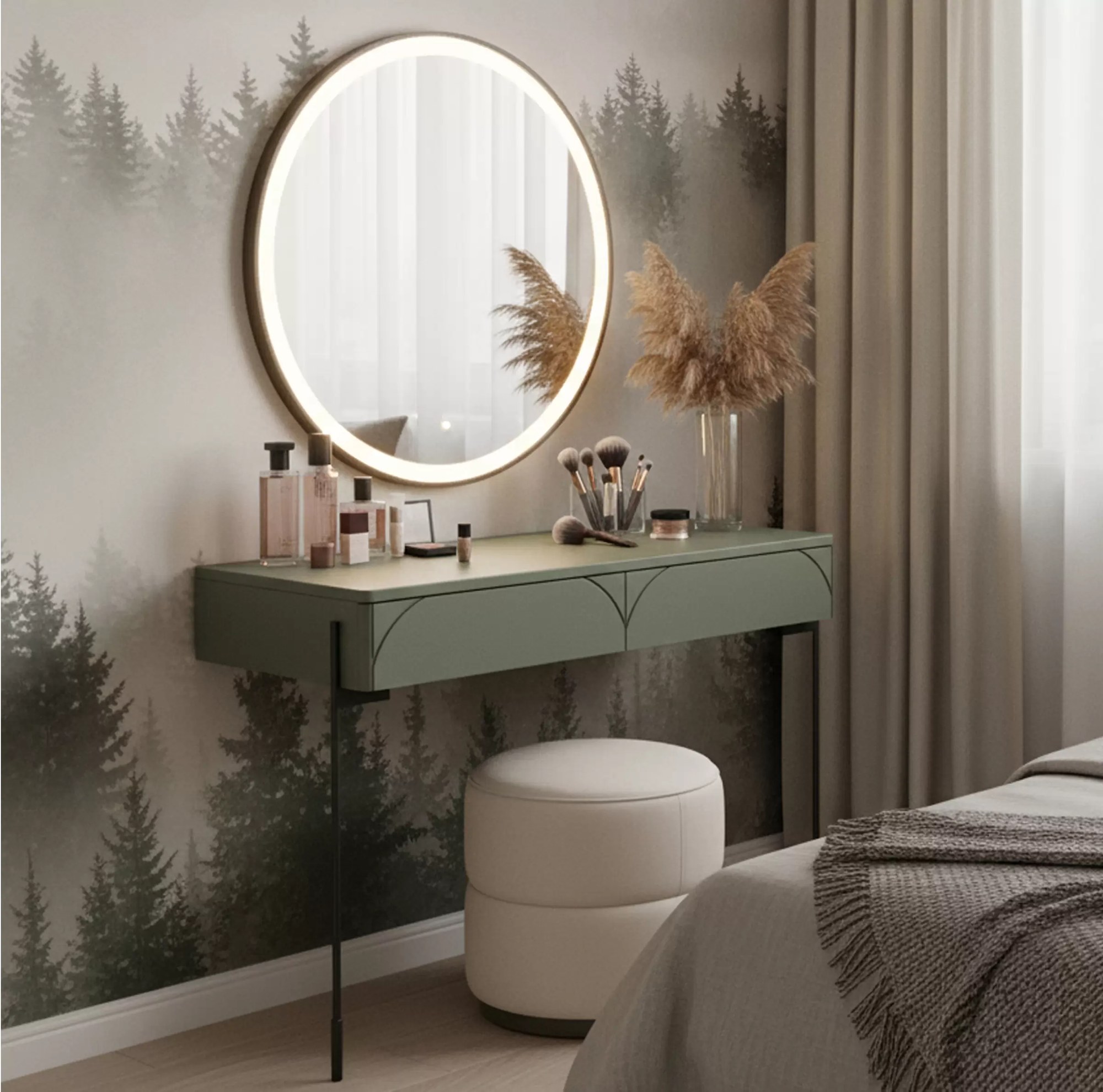 Konzolový / Toaletný stolík Sonatia 104 cm - olivová