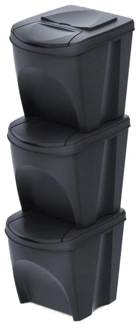 PROSPERPLAST Odpadkový kôš SORTIBOX ANTRACIT - 3x20L