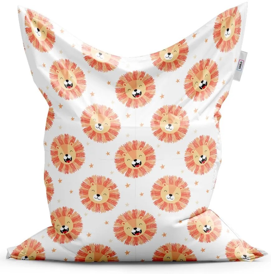 Sedací vak Classic levíčiky - detský, biela / oranžová