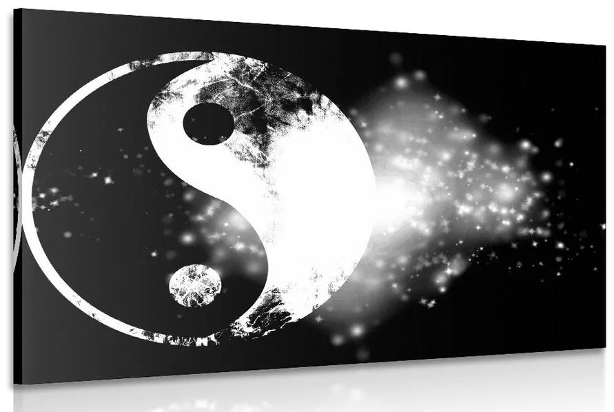 Obraz symbol Jin a Jang v čiernobielom prevedení