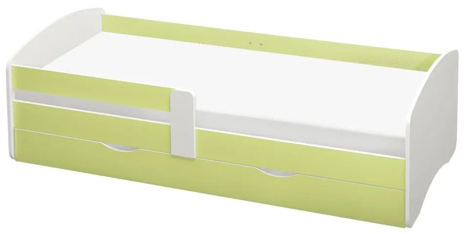 Jednolôžková posteľ 90 cm Carecen (zelená + biela) (s roštom) (s úl. priestorom). Vlastná spoľahlivá doprava až k Vám domov. 1116286