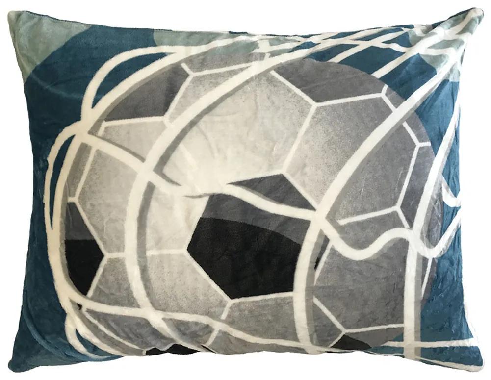XPOSE® Mikroplyšová obliečka na vankúš FUTBAL - modrá 70x90 cm