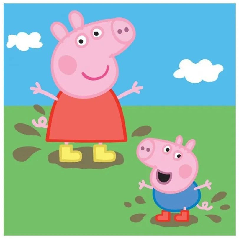 Detský magický uterák Prasiatka Peppa a Tomík s bublifukom - 30 x 30 cm