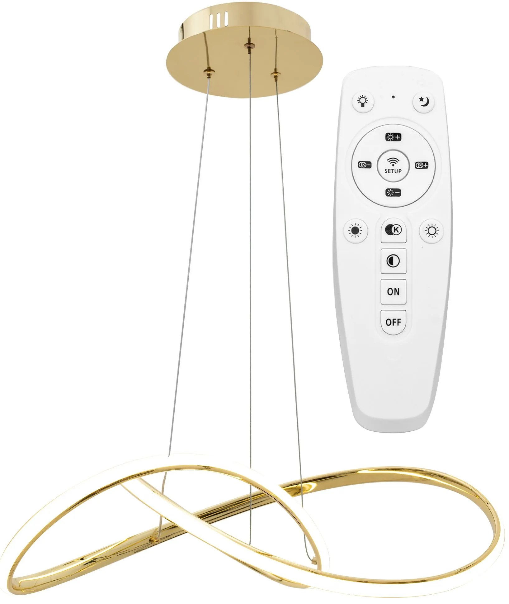 Toolight - LED závesné svietidlo APP394-CP + diaľkové ovládanie, zlatá, OSW-06910