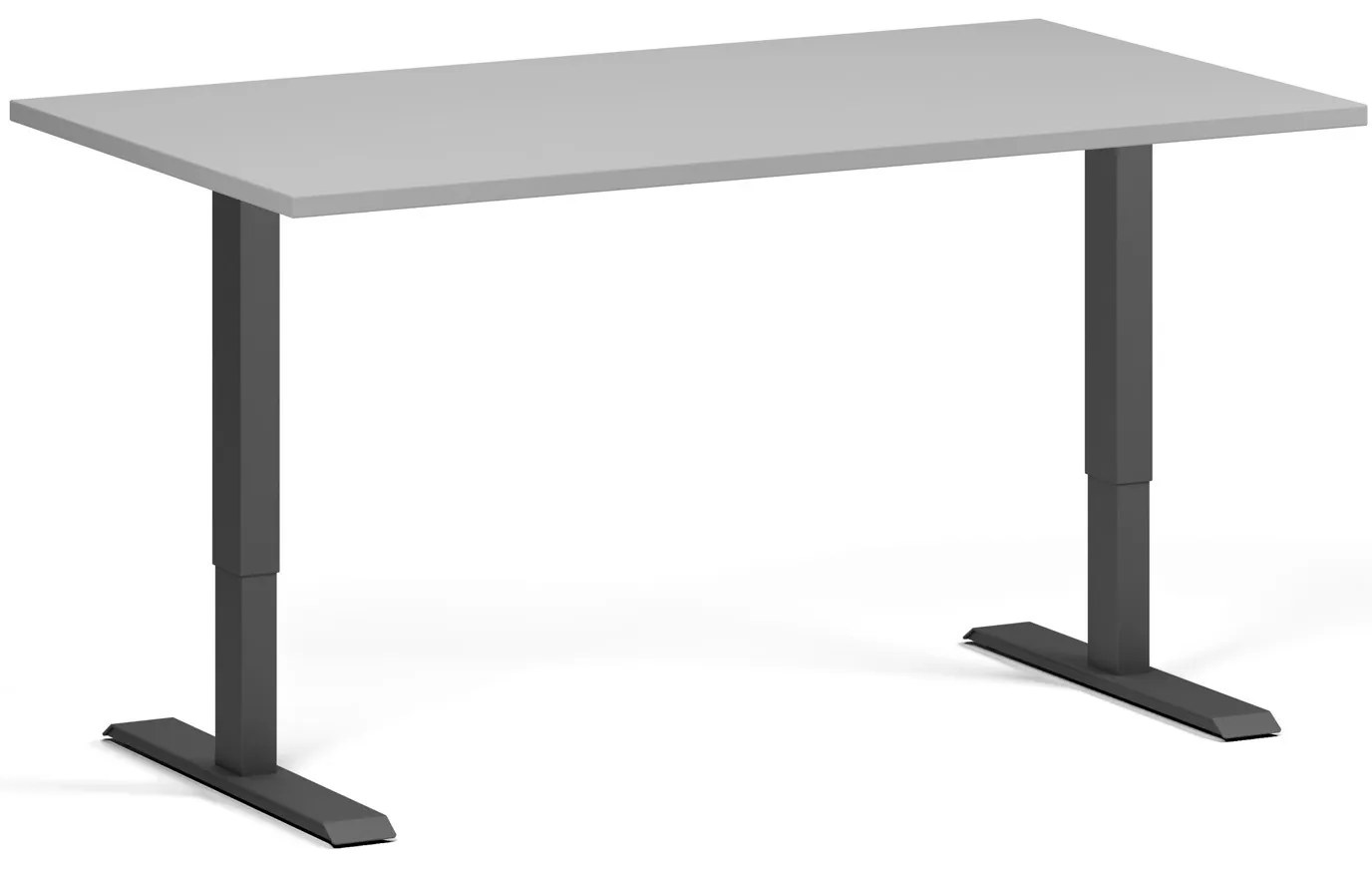 Výškovo nastaviteľný stôl, 140x80 cm, 1 motor, čierna podnož, sivá