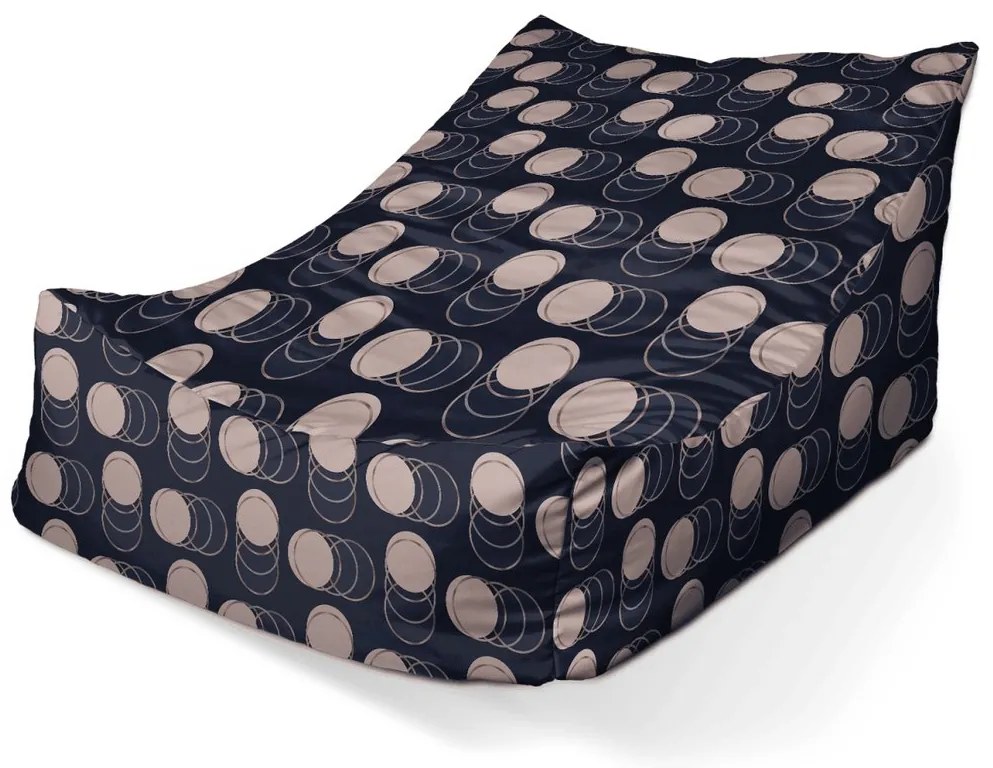 Sedací vak Lounge kruhy a bodky - detský, béžová / čierna