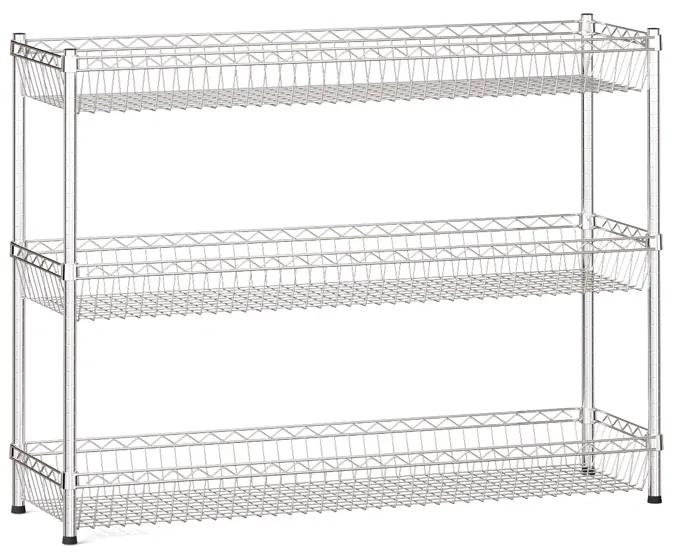 Drôtený regál s košovými policami, 900 x 1200 x 350 mm, 3 police