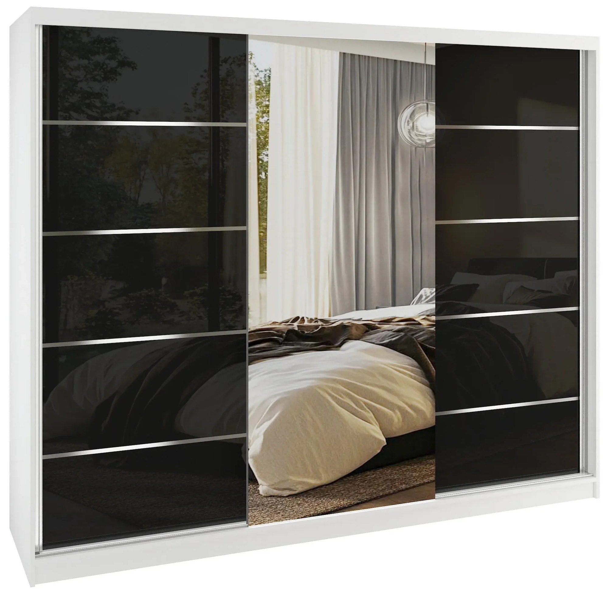 Šatníková skriňa SERENITY 232 cm čierny lesk MGB SERENITY SZP8/0/W/B/0/HIAL