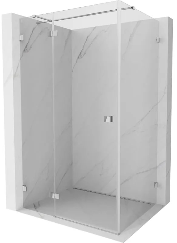 Mexen Lunar T, sklápací sprchový kút ľavý 125 x 80 cm, 8mm číre sklo, chrómový profil, 834T-125-080-01-00-L