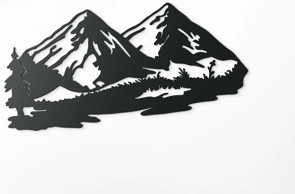 drevko Moderný obraz Hora Rozmer obrazu: 34 x 65 cm, Farba dekorácie: Čierna