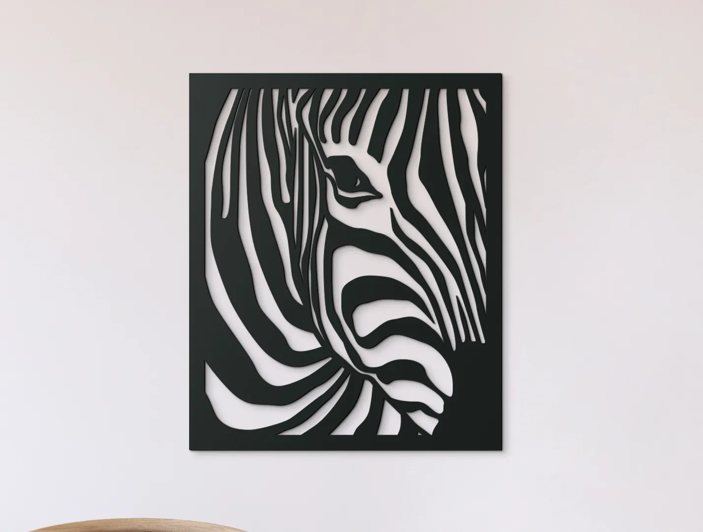 drevko Drevený obraz na stenu Hlava zebry Rozmer obrazu: 39 x 32,5 cm, Farba dekorácie: Čierna