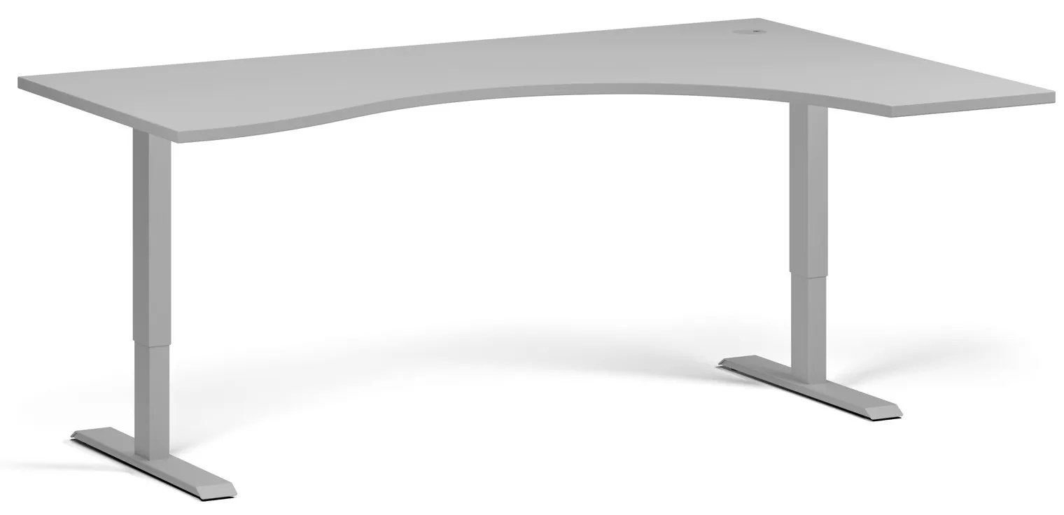 Ergonomický výškovo nastaviteľný stôl, 180x120 cm, 2 motory, L/P, sivá podnož, sivá