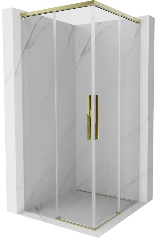Mexen Rox, Duo posuvný sprchový kút 85 x 85 cm, číre sklo, zlatý profil, 8C2D-085-085-50-00