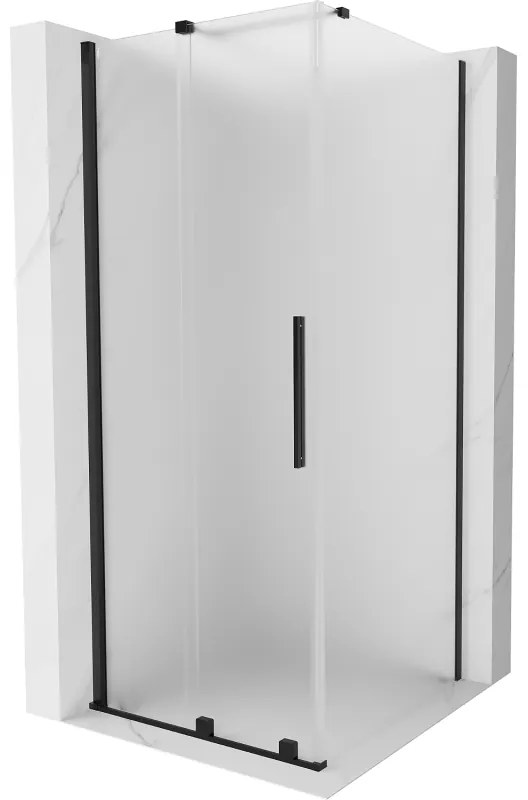 Mexen Velar, sprchový kút s posuvnými dverami 100 x 100 cm, 8mm sklo námraza, čierna matná, 871-100-100-31-70