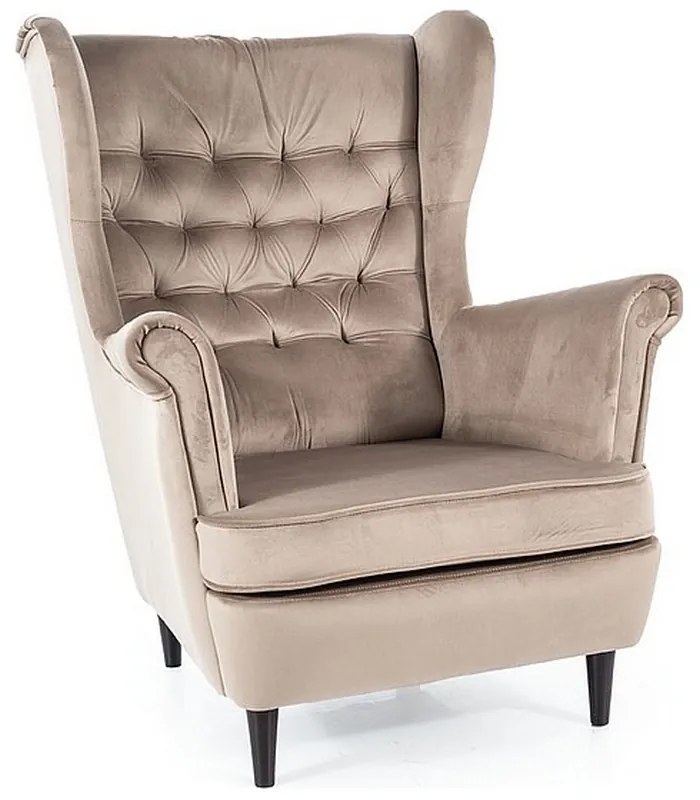 Kreslo Herry Velvet, svetlo hnedá / čierna