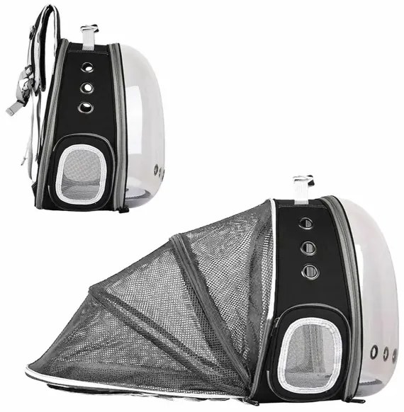 Purlov Prepravná taška batoh na prepravu mačky aj psíka rozkladacia čierna