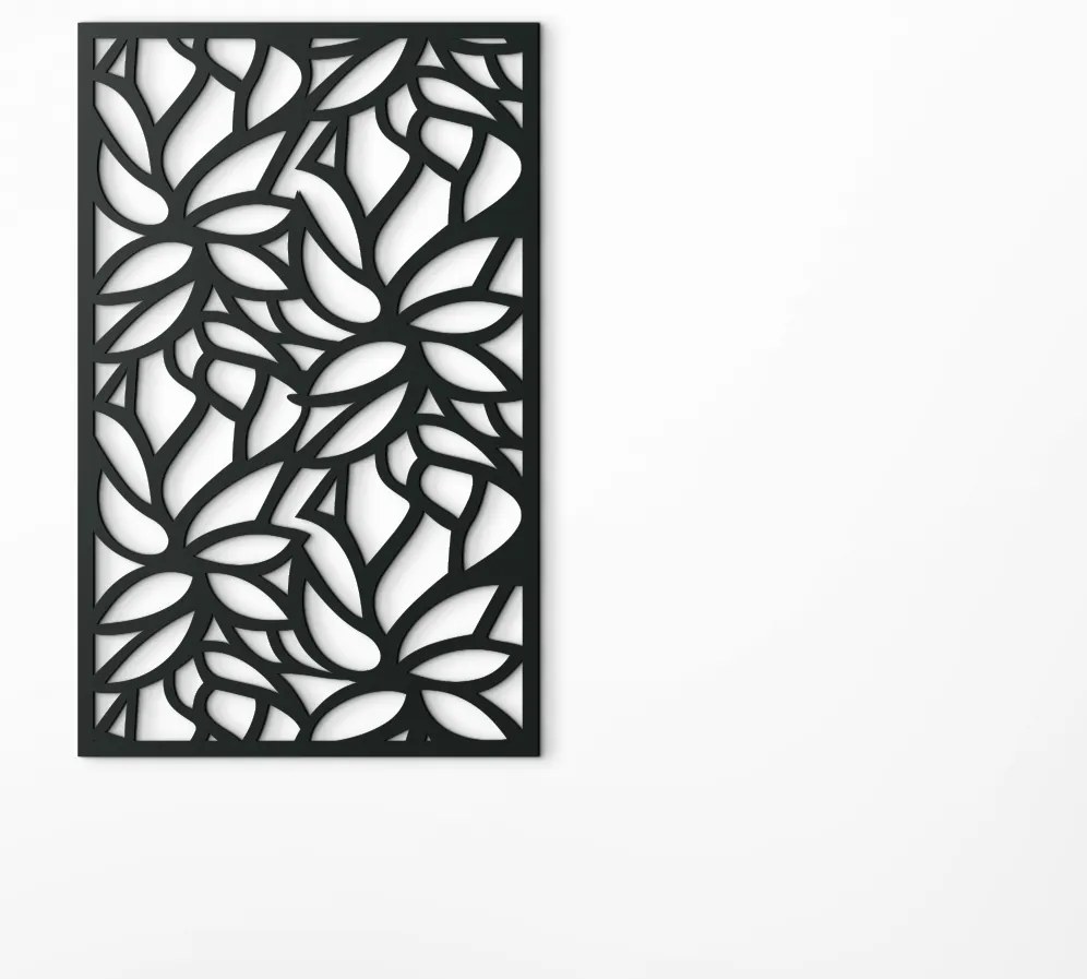 drevko Vyrezávaný obraz na stenu Listy Rozmer obrazu: 44,5 x 28 cm, Farba dekorácie: Čierna