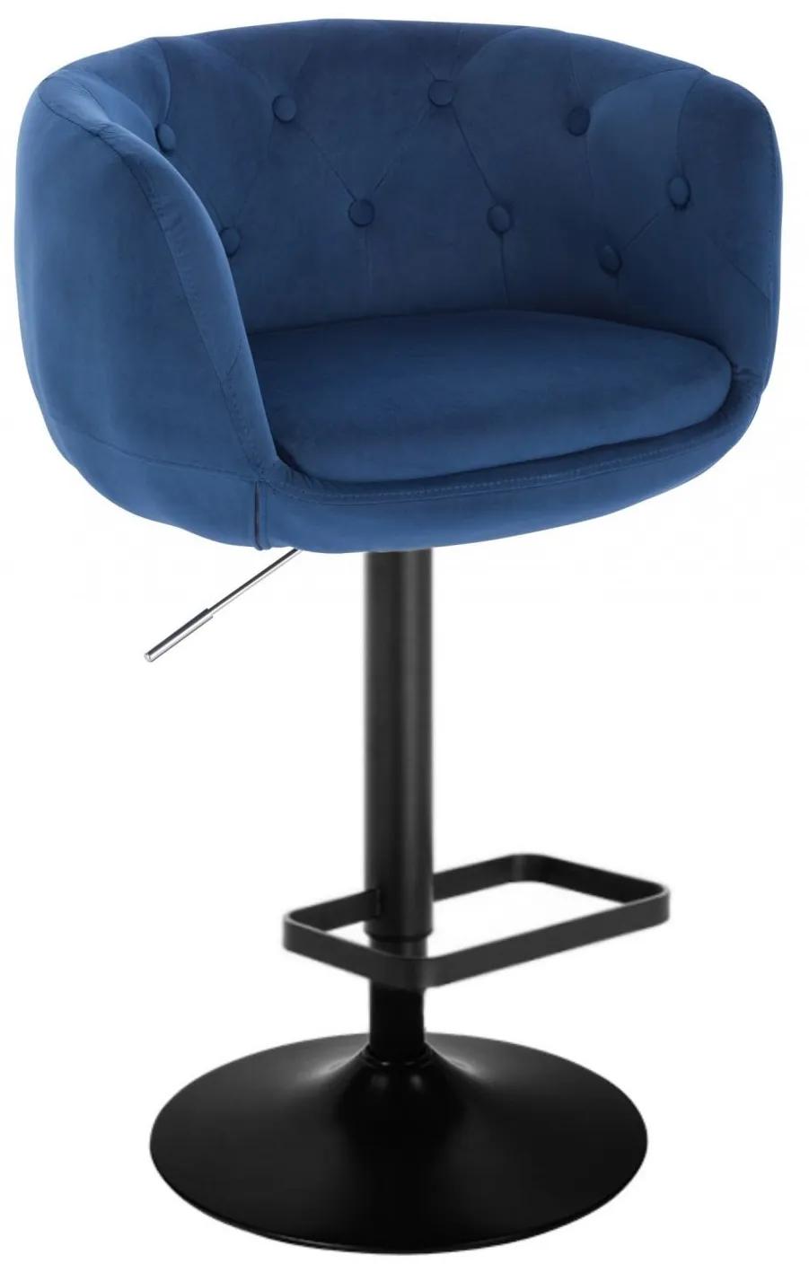LuxuryForm DESIGN Barová stolička MONTANA VELUR na čiernom tanieri - modrá