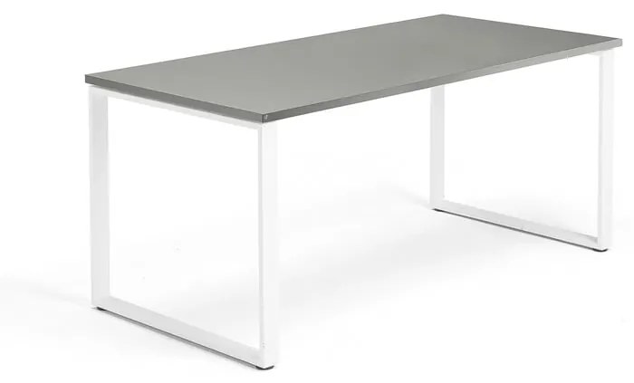 Kancelársky stôl QBUS, O-rám, 1600x800 mm, biela, svetlošedá