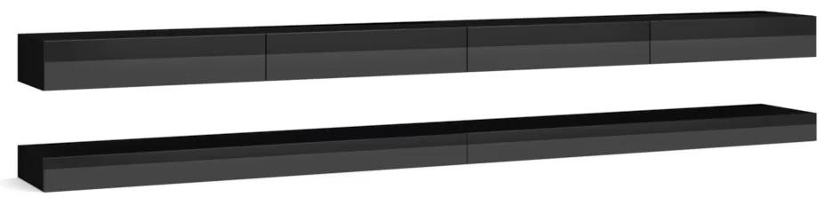 TV stolík FLY double, 280x10/15x34, čierna/čierna lesk
