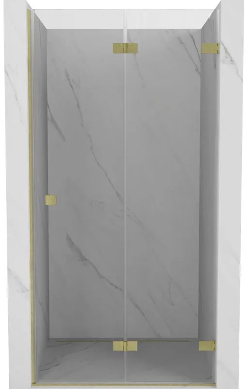 Mexen, Mexen Lunar-F pravé sklápacie sprchové dvere 100 cm, transparentné, brúsené zlato - 836-100-000-55-00-P