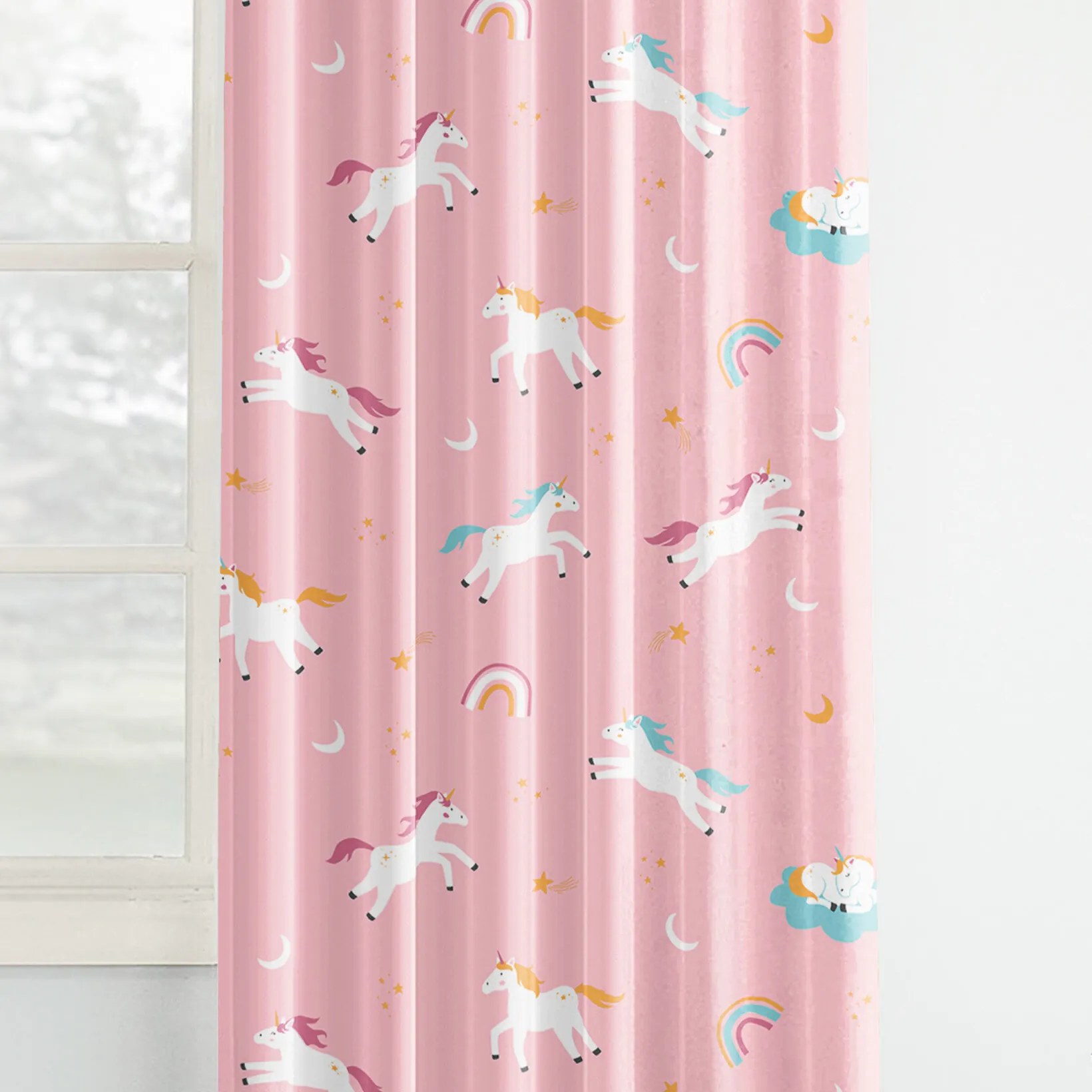 Goldea detský bavlnený záves - veselí jednorožci 140x150 cm