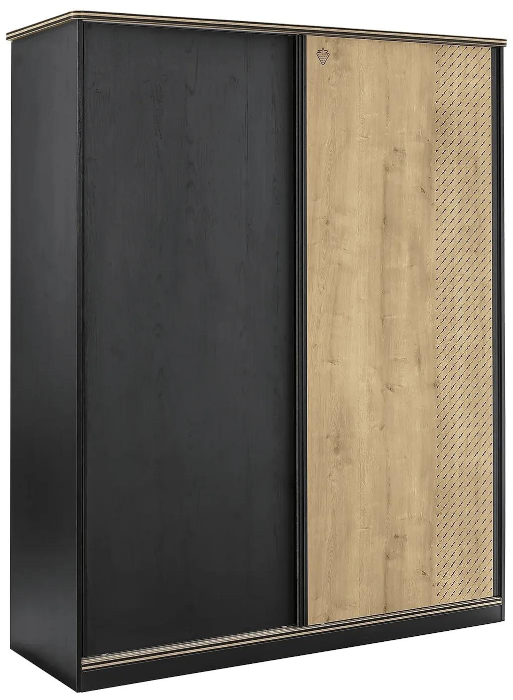 Šatníková skriňa s posuvnými dverami Sirius - dub čierny/dub zlatý