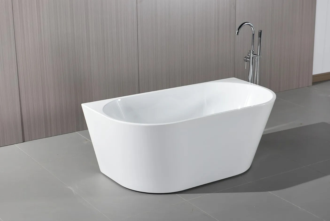 Erga Norah, voľne stojaca vaňa ku stene 150x75 cm + odtoková zátka, biela lesklá, ERG-NORAH-150075-WH-WH