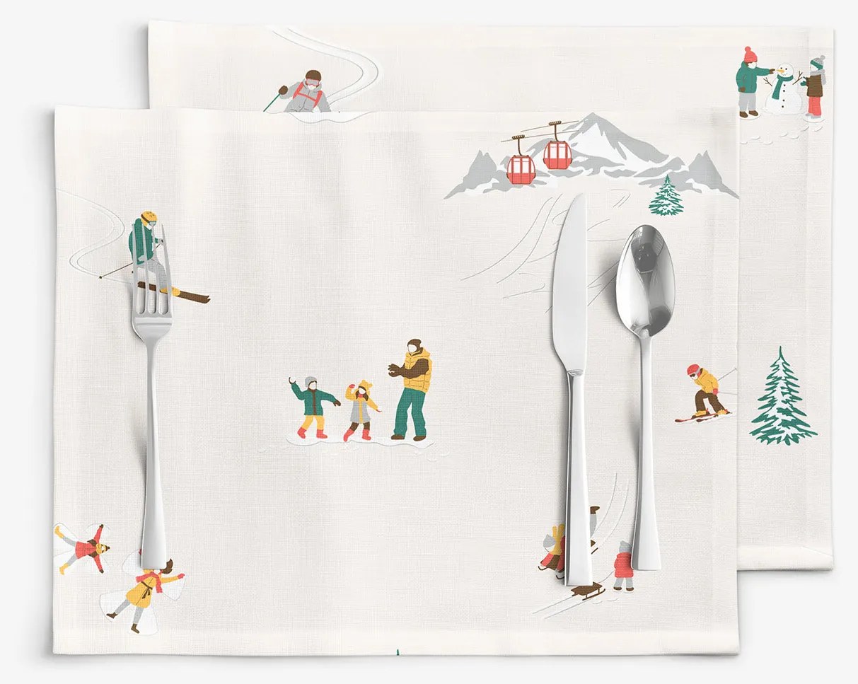Goldea prestieranie na stôl 100% bavlnené plátno - zimné radovánky - sada 2ks 30 x 40 cm