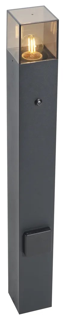 Moderný vonkajší stĺpik čierny s dymovým sklom 70 cm so súmrakovým senzorom IP44 - Dánsko