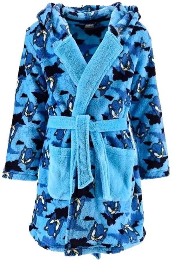 Detský župan s kapucňou Ježko Sonic, EU 98 Svetlo modrá