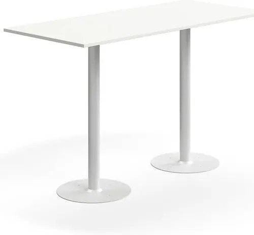 Barový stôl ALVA, 1800x800x1100 mm, s kotvením do zeme, HPL, biela