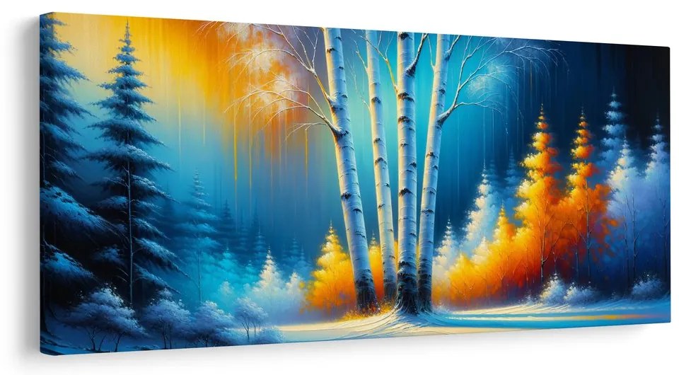 Obraz brezy v zimnom lese